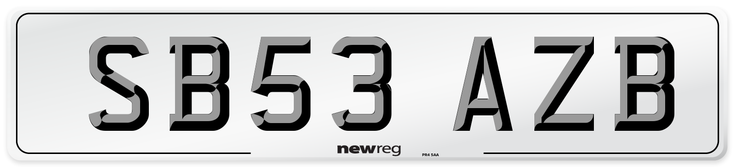SB53 AZB Number Plate from New Reg